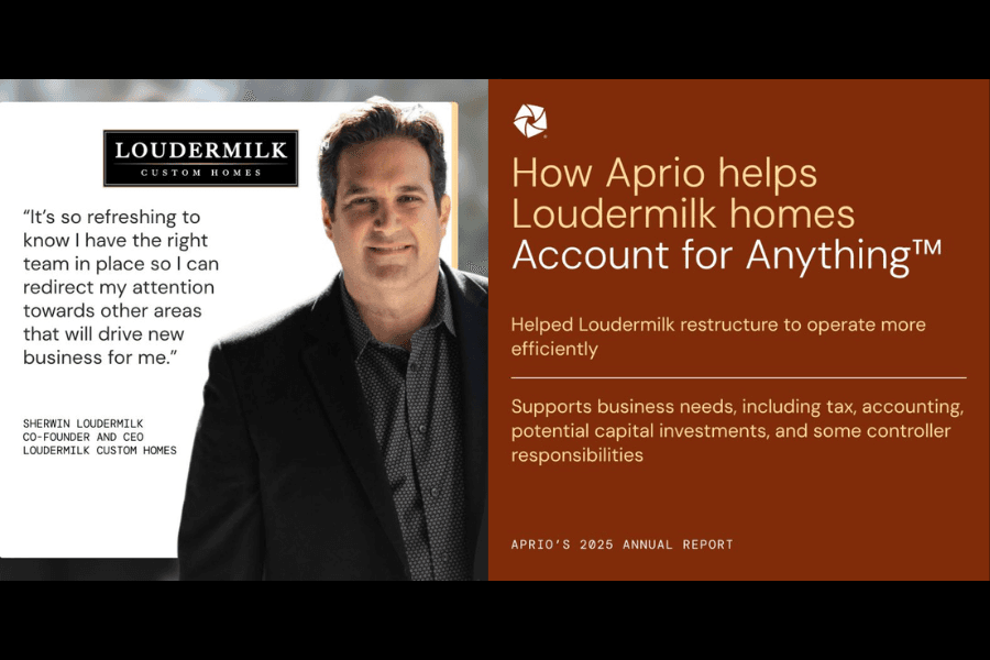 Aprio’s Annual Report Features Loudermilk Homes